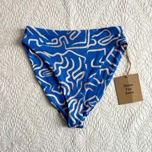NWT STONE FOX SWIM  Borneo Bikini Bottom in Rio Azul S